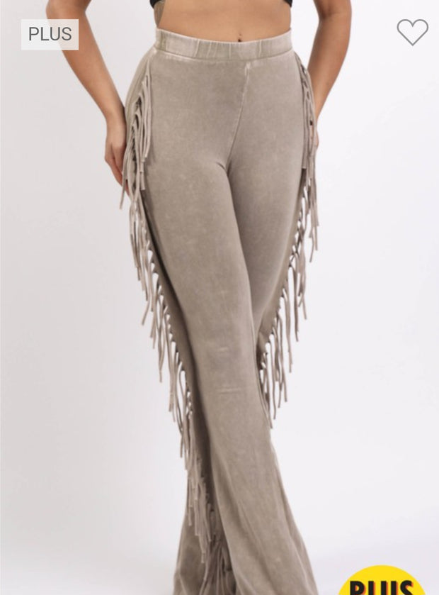 Tan Fringe Pants