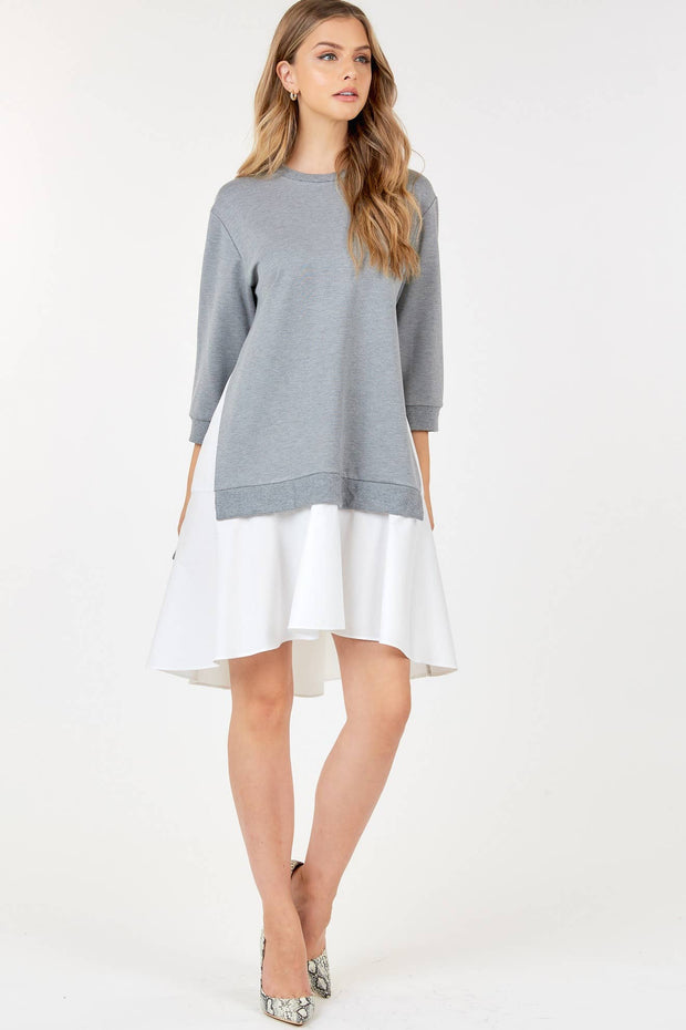 ASYMMETRICAL LINEN-BLEND SHIRT DRESS