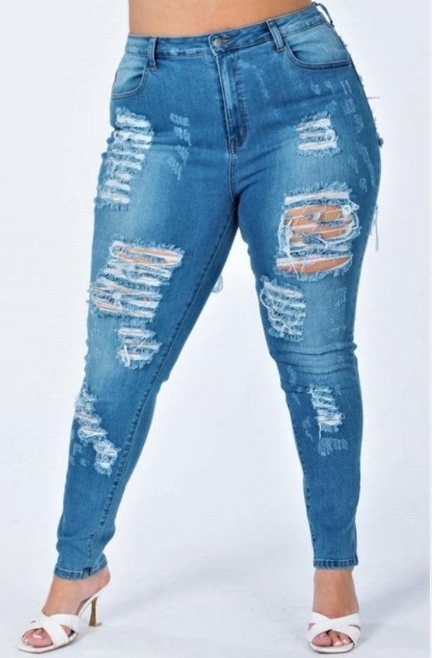 Plus Size Distress Jeans
