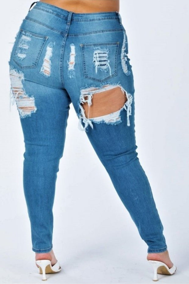 Plus Size Distress Jeans