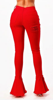 Red Hot String Up Jeans
