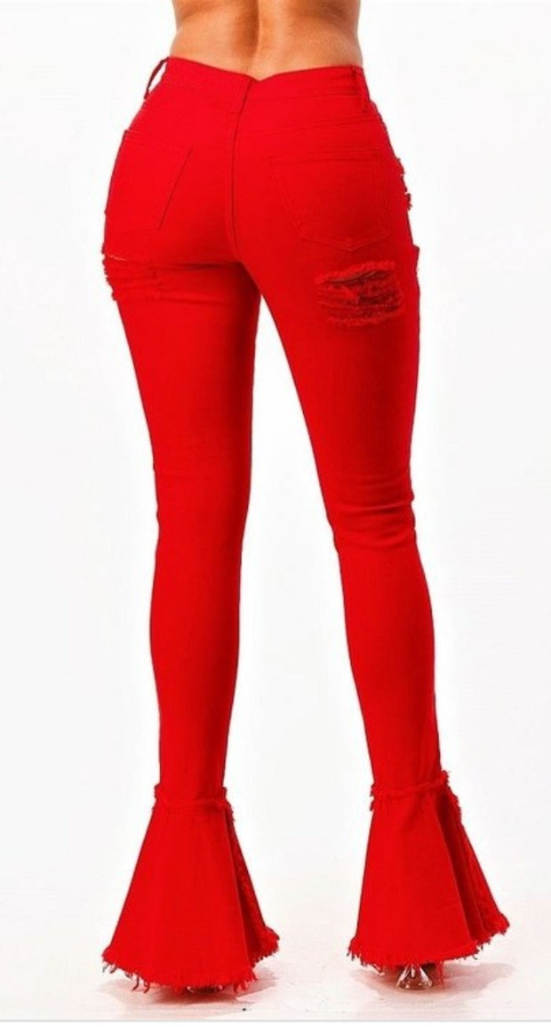Red Hot String Up Jeans