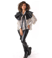 Belted Newspaper Blouse
